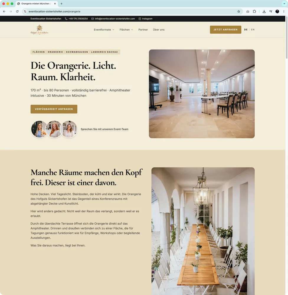 Mehrsprachige B2B-Website der Eventlocation Hofgut Sickertshofen